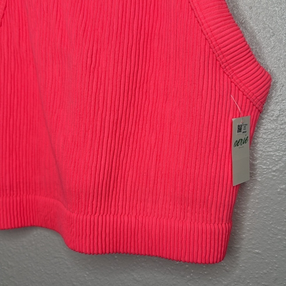 AERIE Women's Pink Superchill Seamless High Neck Bra Top NWT Size XL - Picture 4 of 7